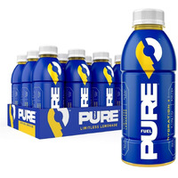 Pure Fuel Hydration Drinks Limitless Lemonade - Plant-Based Healthy Electrolyte Drinks With B-Vitamins - No Added Sugar - 12 Pack X 16.9 Fl Oz Bottles
