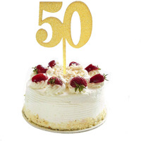 Zhengye Gold Bling Bling Happy Birthday Cake Topper - 50 Anniversary/Birthday Cake Topper Party Decoration (50Th)