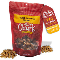 Ozark Nut Roasters, Salted Caramel Pecans, Sweet & Salty Flavored Snack Nuts, World-Class Gourmet Candied Peanuts, Resealable Pack Of 1 (7.0 Ounces)