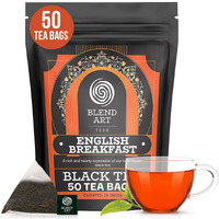 Blendart English Breakfast Black Tea Bags, 50 Count, Gluten Free Loose-Leaf Tea Bags, Strong Robust Full-Bodied High Caffeine, Plant Based Sourced From Sri Lanka & India Black Tea Brew Hot/Cold