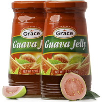 Grace Guava Jelly 12Oz - 2 Jars - Tropical Guava Paste Made With Premium Jamaican Guava Fruit - Caribbean Guava Fruit Spread Ideal For Guava Gizzada & Pastelitos De Guayaba