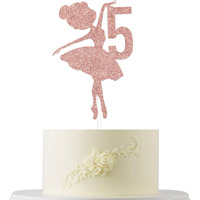 Ballerina 5Th Birthday Cake Topper, Ballerina One Cake Topper, 5Th Birthday Cake Topper, Ballerina Birthday Cake Decorations, Princess Cake Topper, Dancing Girl Birthday Decorations Rose Gold Glitter