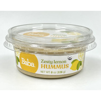 Baba Organic Hummus (8 Oz) - Usda Organic, Gluten Free, Vegan, Non-Gmo, Cholesterol Free, Zero Preservatives (Zesty Lemon Hummus)