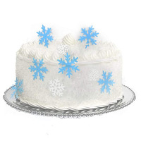 90Pcs Edible Snowflakes Cake Toppers Christmas Winter Party Cupcake Decoration White And Blue