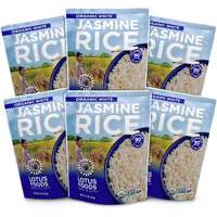 Lotus Foods Organic White Jasmine Rice Heat & Eat Pouch - Gluten Free White Rice, Organic Rice, Instant Microwave Jasmine Rice, Microwavable Pre Cooked Rice - 8 Oz (Pack Of 6)