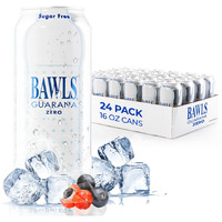 Bawls Guarana Zero, Bawls Guarana Drink, Guarana Soda, Guarana Fueled Soda For Energy, High Energy Caffeinated Drink, 16Oz 24 Pack Cans
