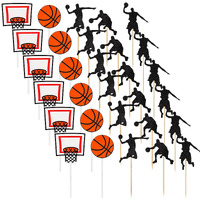 60 Pcs Basketball Action Cake Cupcake Toppers Basketball Sport Summer Birthday Party Decorations Basketball Themed Cake Topper For Basketball Party Supplies Birthday Baby Shower (Basketball)