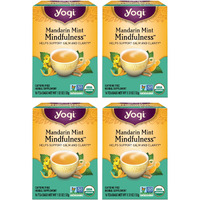 Yogi Tea Mandarin Mint Mindfulness - 16 Tea Bags Per Pack (4 Pack) - Organic Mandarin Mint Tea - Calming Herbal Tea - Includes Ashwagandha, Reishi Mushroom, Mandarin, Peppermint & More
