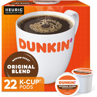Dunkin Donuts K-Cup Pods, Original Blend, 22/Box