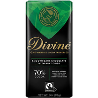 Divine Chocolate Bars - 70% Dark Chocolate With Mint Crisp - Made With Fairtrade Cocoa, Natural Ingredients, No Artificial Flavors | 3Oz. Bars (12 Pack)