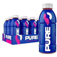 Pure Fuel Hydration Drinks Watermelon Blast - Plant-Based Healthy Electrolyte Drinks With B-Vitamins - No Added Sugar - 12 Pack X 16.9 Fl Oz Bottles