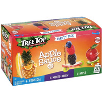 Tree Top Apple Sauce Pouches Variety Pack, Apple, Mixed Berry, Tropical, 3.2 Oz. Each (Pack Of 20)