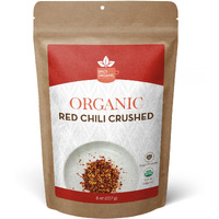 Spicy Organic Crushed Red Pepper Flakes 8 Oz. - Robust Chili Peppers Seasoning Spice - Usda Organic, Kosher, Non-Gmo- Ideal For Pizza, Pastas, Salads, Sauces, Stews, Marinades And Pickled Vegetables