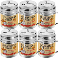 Cusinium [Pack Of 6] 10 Oz Seasonings Spice Shakers - Bbq Dry Rub Shakers - Cooking Dredge With Adjustable Fan-Style Lid And Handles