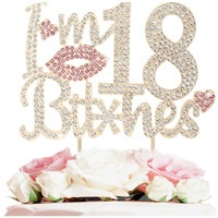 Laskyer I'M 18Th Funny Birthday Pink Rhinestone Cake Topper - Happy 18Th Birthday Cheers To 18 Years Old Eighteen Bday Party Metal Sparkly Food Centerpieces Topper Decorations Sign.