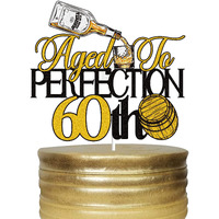 Aged To Perfection 60Th Birthday Cake Toppers Whiskey Sixty 60 Years Old Cake Decor Happy 60Th Birthday Vintage 1963 Themed Party Supplies