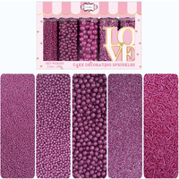 Confect Sprinkles For Cakes & Cupcakes Decoration | Birthday Sprinkles | Assorted Pack Of 5 Magical Evening Ball Pearl Sprinkles | Mauve Sprinkles | Mix Dragees, Jimmies & Sparkling Sugar - 3.5 Oz