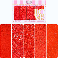 Confect Red Sprinkles | Sprinkles For Cakes & Cupcakes Decoration | Birthday Sprinkles | Assorted Pack Of 5 Halloween Graveyard Party Red Sprinkles Mix Dragees, Jimmies & Sparkling Sugar - 3.5 Oz