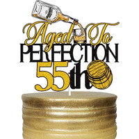 Aged To Perfection 55Th Birthday Cake Toppers Whiskey Fifty Five 55 Years Old Cake Decor Happy 55Th Birthday Vintage 1978 Themed Party Supplies