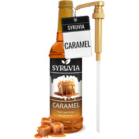 Syruvia Caramel Syrup For Coffee With Syrup Pump Dispenser, Flavored Coffee Syrup Great For Coffee, Shakes, Smoothies And Cocktails - 25.4 Fl Oz, Kosher, Gluten-Free, No Coloring
