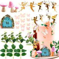 Jevenis 25 Pcs Pink Mushroom House Cake Decoration Mushroom Cake Decoration Fairy Cake Decoration Garden Fairy Cake Decoration Fairy Party Supplies Fairy Party Favors