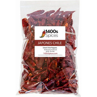 1Lb Japones Dried Whole Chile Peppers, Japanese Red Pepper, Chili Seco Pods For Authentic Mexican Food, Heat-Sealed Resealable Bag By 1400S Spices