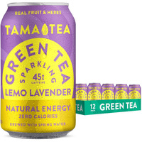 Sparkling Lemo Lavender Green Tea By Tama Tea - Made With Real Fruit & Herbs - Zero Sugar, Zero Calories, Non-Gmo - Naturally Energizing Green Tea High In Antioxidants & Nootropics - 12 Oz Pack Of 12