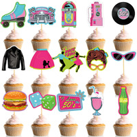 Jecery 45 Pieces 1950S Cupcake Topper Rock And Roll Music Party Decorations 50S Music Soda Shop Cake Decoration For Retro 50's 60's Theme Party Decoration