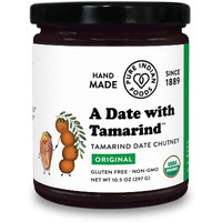Organic Tamarind Date Chutney Condiment (Indian Preserve) - A Date With Tamarind, Non-Gmo, No Sugar Added, Sweet And Sour/Tart Flavor, Glass Jar