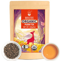 Wt Weetee Organic Pu-Erh Loose Leaf Tea, Usda Organic Ripe Pu'Erh Tea 228G / 8 Ounce, Earthy Dark Tea Black Tea, Rich Antioxidants