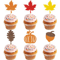 48 Pcs Thanksgiving Cupcake Toppers Fall Cupcake Toppers Thanksgiving Cake Decorations Happy Thanksgiving Cake Topper Leaf Cupcake Topper