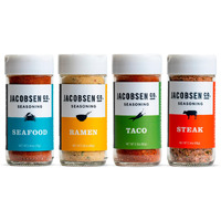Jacobsen Salt Co. Seasoning Variety Pack - Sea Salt Soy-Free, Non-Gmo, Gourmet Seasonings And Spices For Cooking, Made In Usa, Real Salt Flakes - Steak, Seafood, Ramen & Taco (Pack Of 4)