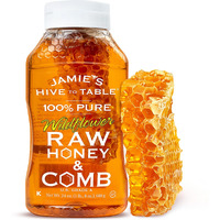 Jamies Hive To Table 100% Pure Wildflower Honey With Honeycomb, 24 Oz - Usa Made Raw & Unfiltered Honey - Fresh Edible Honeycomb - All-Natural Sweetener - Rich Flavor Profile, Packed With Nutrients