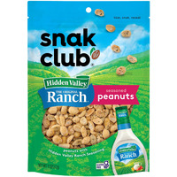 Snak Club Peanuts With Hidden Valley Ranch Seasoning, Roasted Nuts, Gluten-Free And Kosher Snack, 11 Oz Resealable Bag