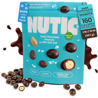 Nutic Sea Salt Dark Chocolate Covered Peanuts - 2 Lb. Luxurious Gourmet Snack Ideal For Dark Chocolate, Almond & Cashew Lovers, Belgian Quality, Healthy Indulgence, Made In Usa - Pack Of 1