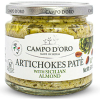 Creamy Artichoke And Almond Dip, 6.35 Oz, 180 G. Non Gmo, Artichoke Spread Sauce, Made With Sicilian Almonds Product Of Italy, By Campo D'Oro
