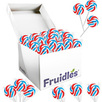 Fruidles Round Patriotic Lollipop, Usa Red, Blue, & White Mixed Fruit Flavor, Individually Wrapped, 1.5"" Inch (15 Gram) Sucker (12-Pack)