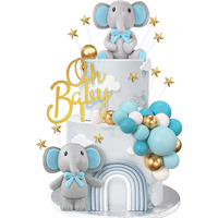 43 Pcs Blue Elephant Cake Decoration Cute Baby Elephant Cake Decorations Oh Baby Cake Topper Star Cake Topper Blue Pearl Balls Cake Picks For Baby Shower Boy Elephant Theme Party Supplies