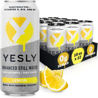 Yesly Hydrating Electrolyte Vitamin Water, 16 Fl Oz - Zero Sugar, Zero Calorie Water With Vitamins C, B12 & B6 And No Artificial Sweeteners - Lemon (Pack Of 12)