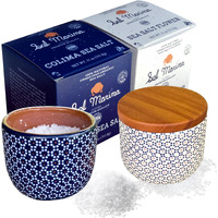 Sal Marina | Sea Salt | Sea Salt Flower | 2 Containers One For Each Salt| Lagoon Of Coyutl  N Colima Mexico | Friendly To The Human Body | Different Essential Minerals For The Human Body | Package Of 2