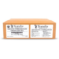 Teatulia Organic Pomegranate Green Iced Tea Pitcher Bags (24 Jumbo Tea Bags - Brews 1.5 Gallons) | 100% Compostable | Unsweetened Iced Tea