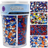Sprinkles For Cake Decorating, Fancy Red Blue White And Orange Pearl Star Jimmies Cake Sprinkles Mix For Cookie Baking Ice Cream Cupcake