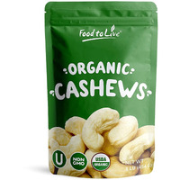 Food To Live Organic Dry Roasted Whole Cashews With Himalayan Salt, 1 Pound Non-Gmo, Oven Roasted And Lightly Salted Nuts, No Oil Added, Vegan, Kosher. High In Protein. Great Wholesome Snack