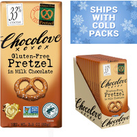 Chocolove Pretzel Milk Chocolate Bars | 33% Cocoa | Infused With Gluten-Free Pretzel Bits | Crafted With Silky Belgian Chocolate | Non Gmo, Rainforest Alliance Certified, 3.2Oz Bar (12 Pack)