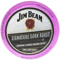 Jim Beam Signature Dark Roast Bourbon Flavored Single Serve Coffee, 18 Cups, Keurig 2.0 Compatible