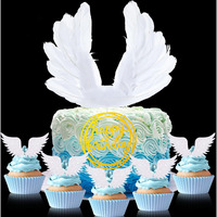 Chunful 51 Pieces Angel Cake Topper White Angel Cupcake Toppers Baby Angel Cake Topper Wafer Cupcake Toppers Cake Decoration For Anniversary Birthday Party Wedding Baby Shower