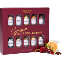 Thoughtfully Gourmet, Gourmet Cooking Salt Sampler Gift Set, Gourmet Seasoning Salts In Glass Bottles, Flavors Include Smoked, Lavender, Rosemary, Truffle, Lemon, Chipotle And More, Set Of 10