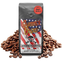 Warpath Coffee Medium Roast Whole Bean Coffee, Summer Blend, High Caffeine, Extra Strong Roasted 100% Arabica Coffee Beans Whole, Caribbean Inspired Blue Mountain Blend, Created By Navy Seals, 12Oz