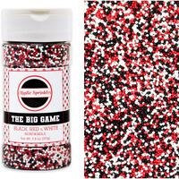 Mystic Sprinkles The Big Game Nonpareil Mix 3.8Oz Bottles (Black, Red & White)