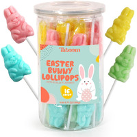 Easter Bunny Lollipops In Bulk For School And Party Favor Bag Fillers And Great For Kids Easter Basket Stuffers - Bulk Easter Candy Individually Wrapped Lollipops In Assorted Flavors, 16 Pack
